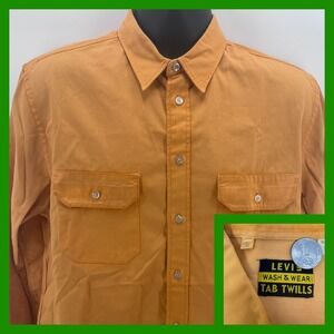 Vintage Levi's Tab Twills Wash & Wear‎ Button Down Shirt Mens Size M